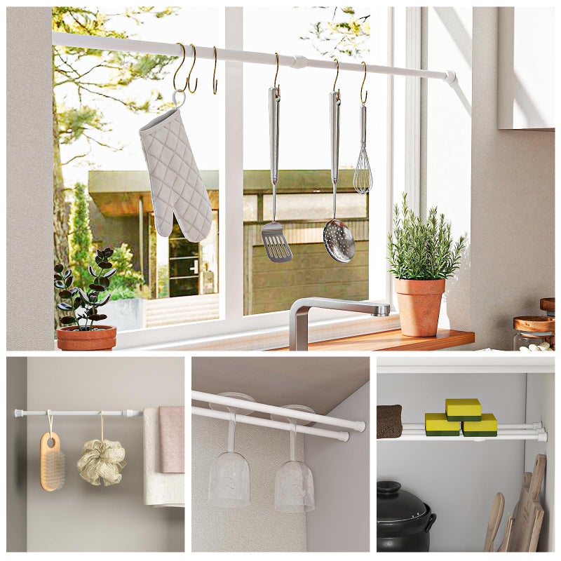 AIZESI Spring Tension Curtain Rods Short Tension Rod (White,27" to 37"-4Pcs) - Image 4